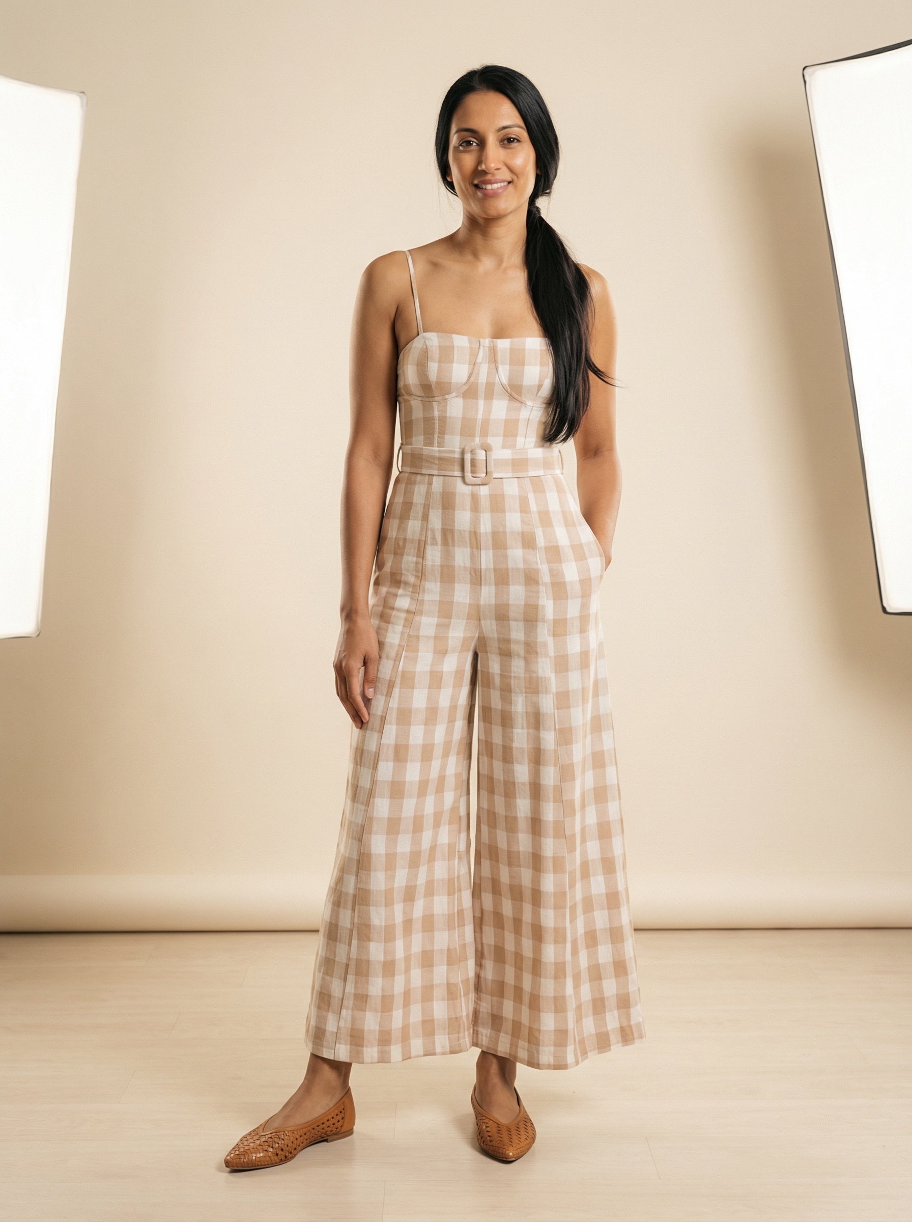 The Wide-Leg Gingham Jumpsuit