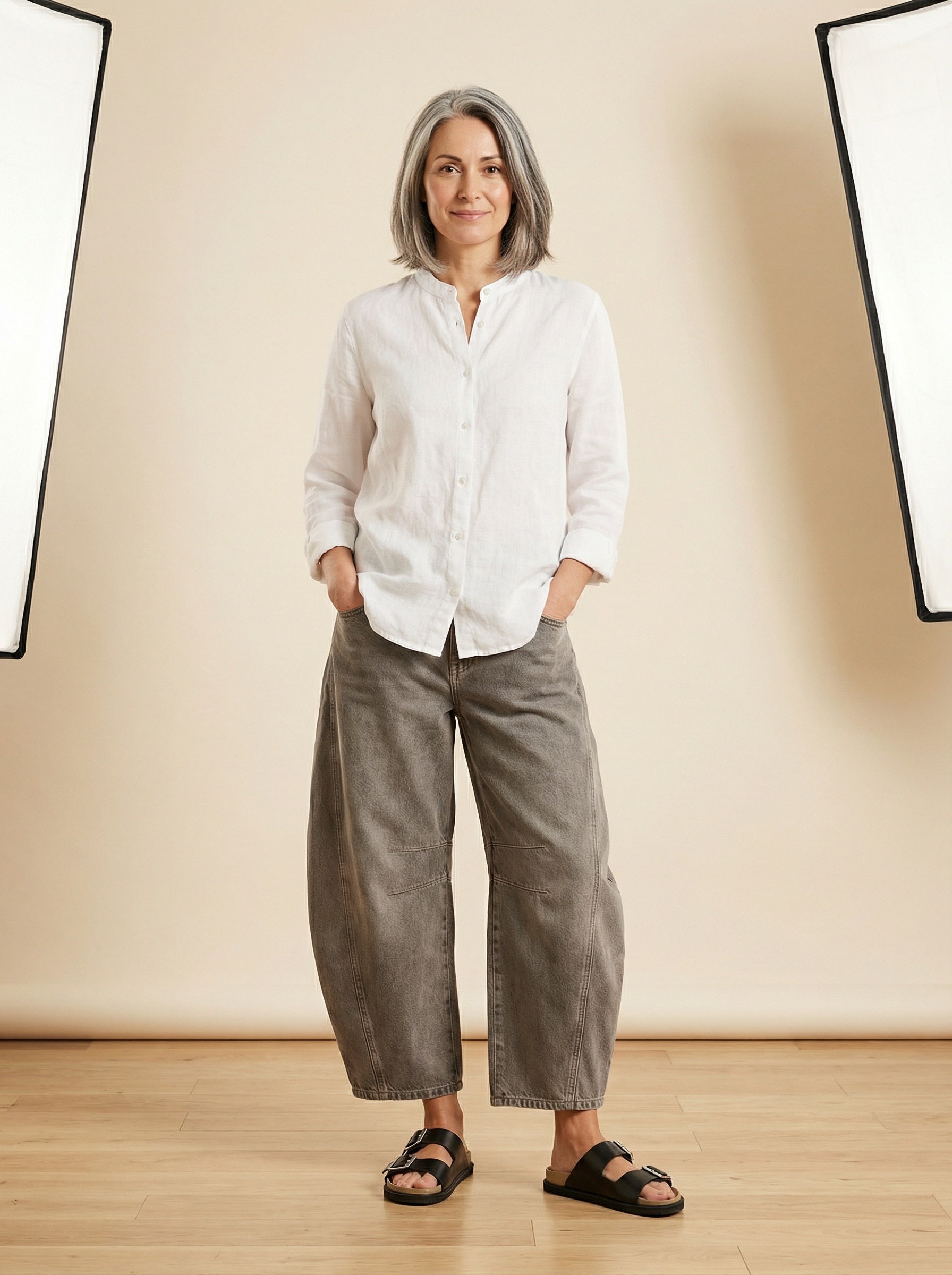 Arden Everyday Grey Barrel Jeans