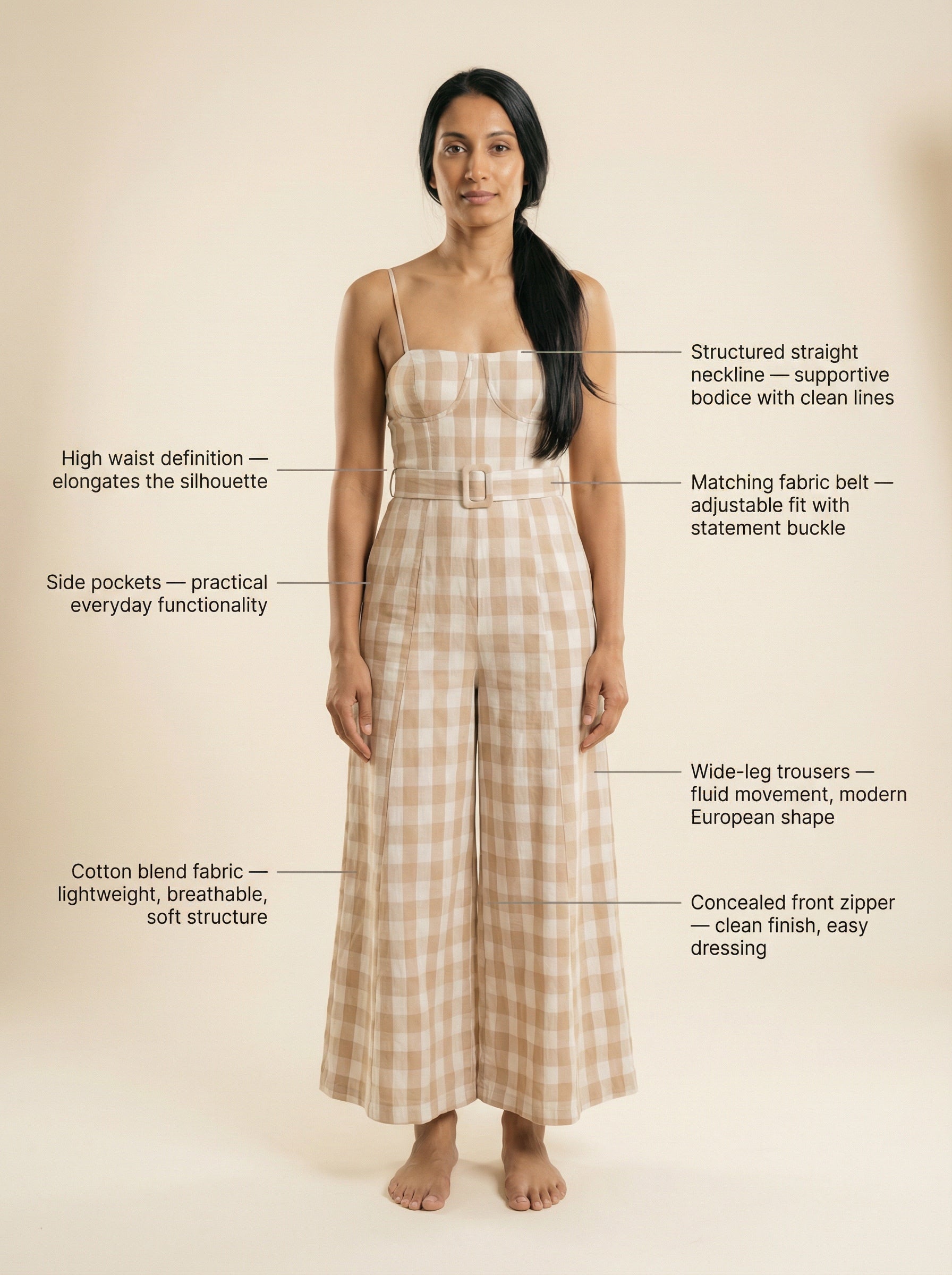 The Wide-Leg Gingham Jumpsuit