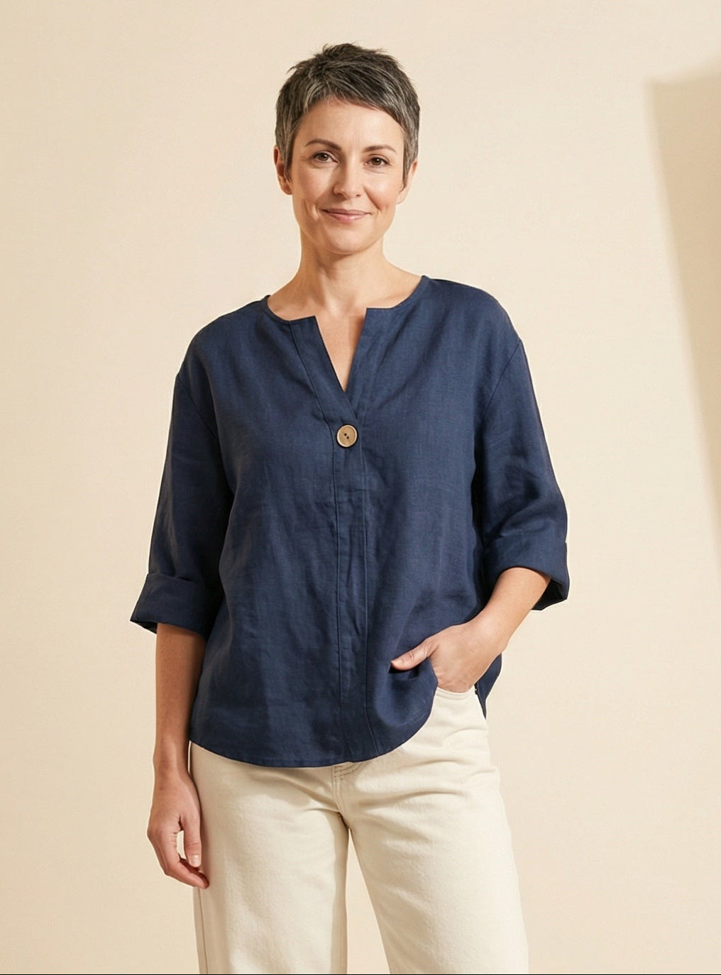 The Elara Linen Blouse