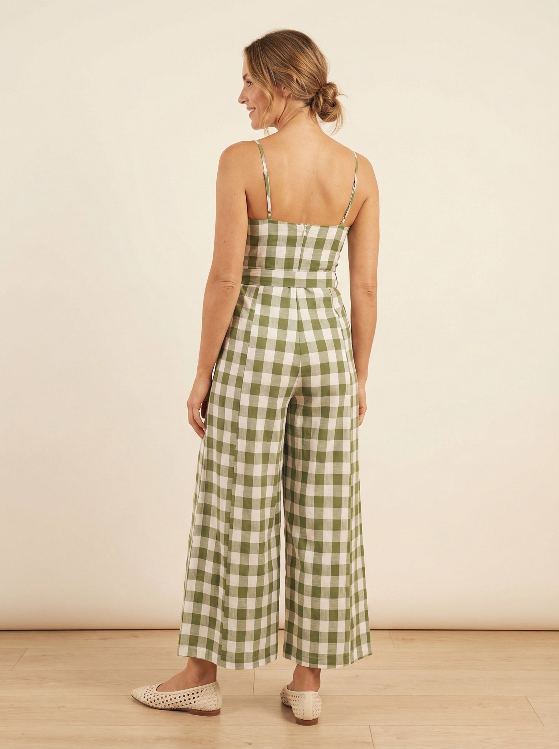 The Wide-Leg Gingham Jumpsuit