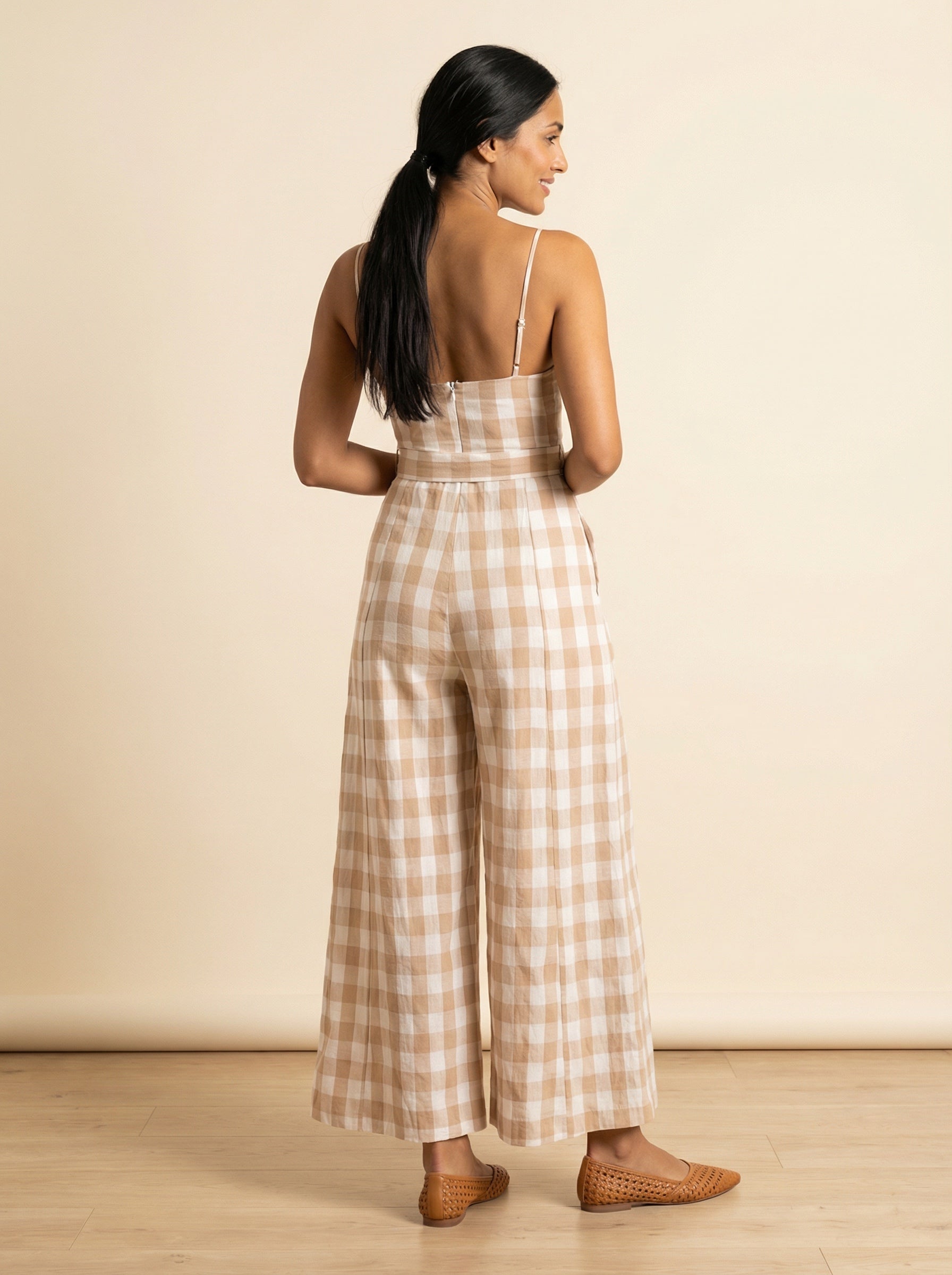 The Wide-Leg Gingham Jumpsuit